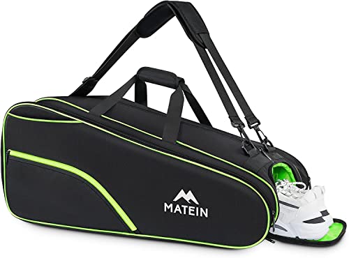 MATEIN Tennis Bag 6 Rackets, Extra Large Protective Convertible Racquet Bag with Shoes Compartment for Men Women, Racket Backpack with Cooler Pocket & Removeable Shoulder Strap for Sport Equipment