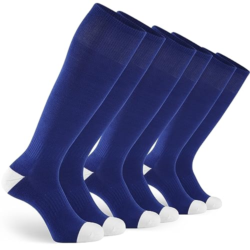 GRAPMKTG 3 Pairs Soccer Football Socks for Youth Baseball Softball Socks for Women and Men Boys Girls - color: Royal Blue, size: Medium