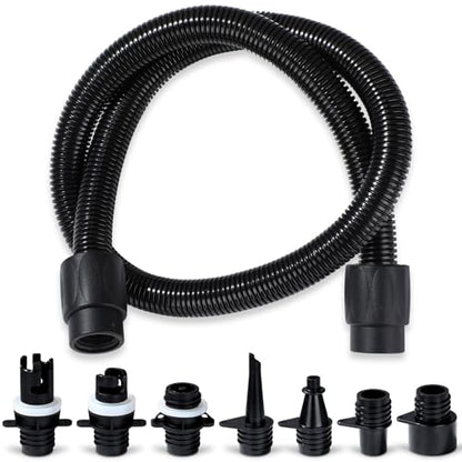 Paddle Board Pump Adapter Set Universal Sup Pump Adaptor Hose with 7 Air Valve Nozzles Boat Air Compressor Valve Converter Swivel Threaded Connector Kits for Inflatable Paddleboard Boat Tent Kayak