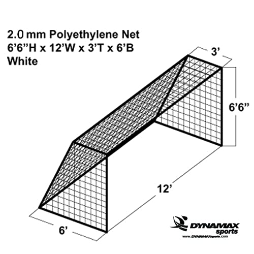 Dynamax Sports Economy Soccer Goal Net, 6'6"h x 12'w x 3'T x 6'D