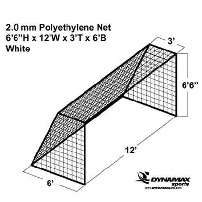 Dynamax Sports Economy Soccer Goal Net, 6'6"h x 12'w x 3'T x 6'D