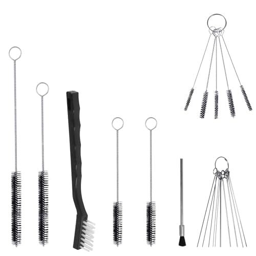 17pcs Multi-Purpose Spray Gun Cleaning Kit,Nylon Brushes Paint Gun Cleaning Kit Mini Brushes & Needles for Clean Airbrush Nozzles Spray Guns Tattoo Equipment (17)