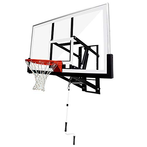 Basketball Hoop Garage Mounted Wall Adjustable-Height, with 60''x36''Tempered Glass Backboard, Pro-Style Breakaway Rim, Durable Bracket and All Weather Net - style: 72x42in Basketball Hoop Wall-Mounted