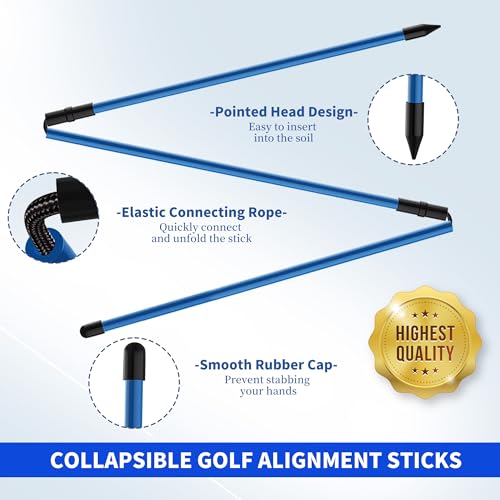 Seticek 4 Pack Golf Alignment Sticks,Upgraded 40" Collapsible Alignment Stick,Helps Improve Posture and Enhance Hitting Accuracy