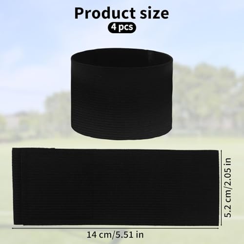 4 pcs Funeral Mourning Band, 1.96 x 11.81 Inch Black Elastic Arm Band, Adjustable Black Soccer Football Leader Armband, Team Sport Armbands Soccer Armbands for Basketball Volleyball