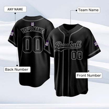 Custom Baseball Jersey Personalized Stitched Family Team Name Number Shirts Uniforms for Women Men Youth Kids - color: Black-13