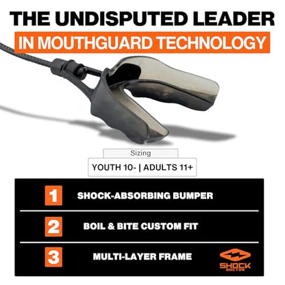 Shock Doctor Mouth Guard, Custom Fit Football Mouth Guard, Moldable Mouth Guard Boxing, Lacrosse, Hockey, MMA, Football & More, Mouthpiece, Mouthguard Sports, Adult & Youth - size: Adult - STRAPPED