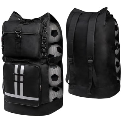 Youeon Soccer Ball Bag with Pockets, Holds 14-16 Balls, Extra Large Sports Equipment Ball Bag with Adjustable Shoulder Straps, Heavy Duty Basketball Football Storage Bag for Coach, Players, Trainers