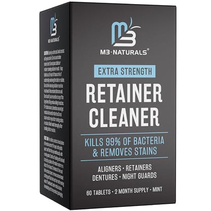 Retainer Cleanser Tablets Cleaner, Removes Odors Discoloration Stains and Plaque 2 Month Supply Denture Cleansers Retainers Mouth Guards Denture Bath Mint by M3 - size: 60 Count