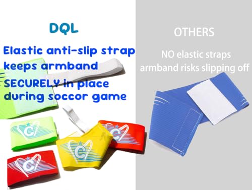 DQL Captain arm Bands for Soccer Kids Soccer Captain Armband Youth Teen Team Sports Equipment, Teenager Captains arm Bands Pack of 4