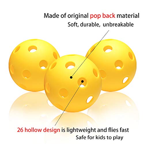 Anteer 12 Pack Plastic Baseball Practice Baseballs for Hitting, Indoor Outdoor Lightweight Balls Baseball Batting Training - color: Yellow