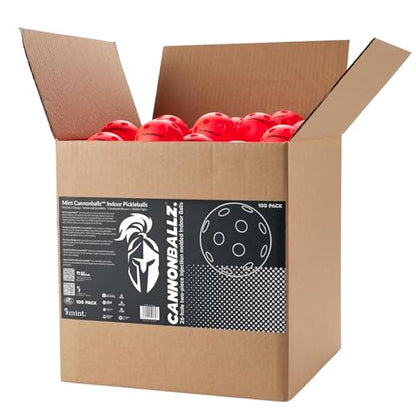 Cannonballz - Indoor Pickleball Balls Multi-Pack – 26 Hole Fluorescent Ember Pickleball Balls, USAPA Approved Indoor Pickleballs for Training, Practice & Tournament Performance - size: 100 Pack