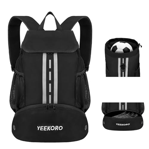 Soccer Backpack Multifunctional Sport Gym Bags with Dry-wet Separate & Shoe Compartment for Basketball Volleyball