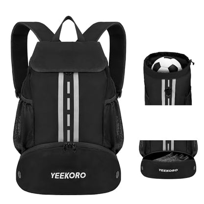 Soccer Backpack Multifunctional Sport Gym Bags with Dry-wet Separate & Shoe Compartment for Basketball Volleyball