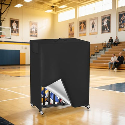 Basketball Rack Cover Garage Sports Equipment Organizer Cover for Ball Storage Rack Waterproof & Dustproof Sports Organizer Bag 38" L x 18" W x 45" H Black
