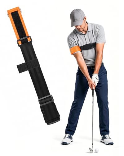 BoomBa Golf Swing Training Aid Strap, Adjustable Trail Arm Connection Trainer, Instant Feedback Golf Arm Band to Help Reduce Chicken Wing and Improve Swing Path