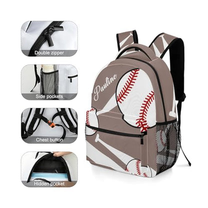 Baseball Sport Brown Personalized School Backpack for Teen Kid-Boy/Girl Primary Daypack Travel Bookbag - color: Option 21