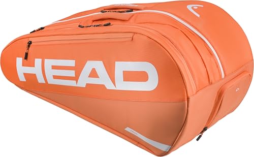 HEAD Tour Racquet Bag L (9R) Tennis Bag - Holds Up to 9 Racquets, CCT+ Climate Control Technology, 2 Main Compartments, Shoe Pocket & Backpack Carry System - color: Orange