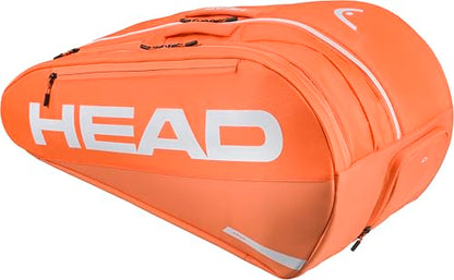 HEAD Tour Racquet Bag L (9R) Tennis Bag - Holds Up to 9 Racquets, CCT+ Climate Control Technology, 2 Main Compartments, Shoe Pocket & Backpack Carry System - color: Orange