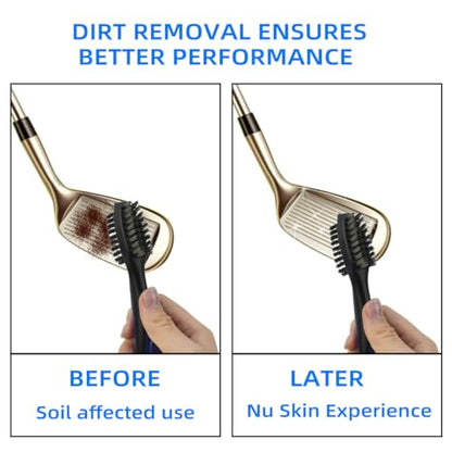 Golf Club Brush and Groove Cleaner Retractable Zip-Line Golf Cleaning Tool Golf Club Brushes with Aluminum Carabiner Oversized Head Spike Non-Slip Handle Grip Golf Club Cleaner Golf Bag Brush Tools