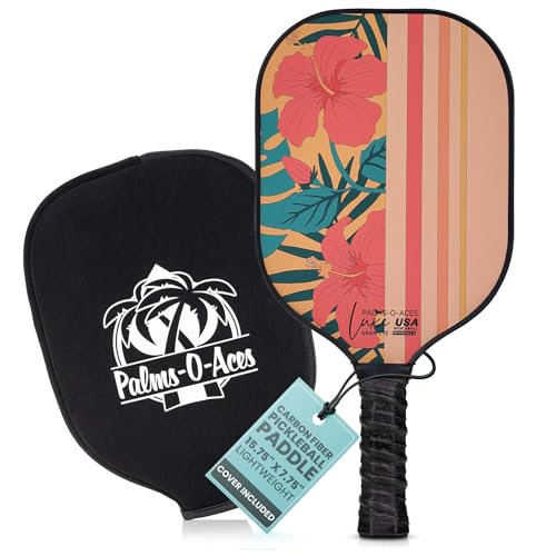 Palms-O-Aces Carbon Fiber Pickleball Paddle – USAPA Approved 16mm T700 Graphite Paddle with Textured Spin Surface | Lightweight Carbon Fiber Pickleball Paddles & Racket | Includes Paddle Cover