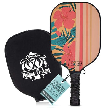 Palms-O-Aces Carbon Fiber Pickleball Paddle – USAPA Approved 16mm T700 Graphite Paddle with Textured Spin Surface | Lightweight Carbon Fiber Pickleball Paddles & Racket | Includes Paddle Cover