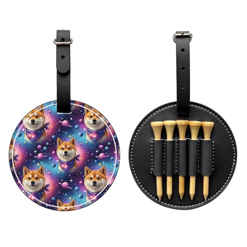 Leather Golf Tee Organizer with 5 Slots, Belt Clip for Bag Tag - color: Style (765)