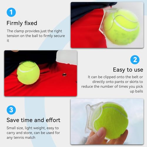 4 PCS Tennis Ball Holder, Tennis Ball Waist Clip Holder Waistband Clip Small Portable Sports Equipment for Practice and Matches