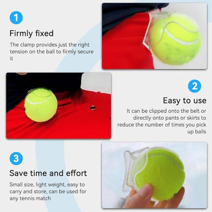 4 PCS Tennis Ball Holder, Tennis Ball Waist Clip Holder Waistband Clip Small Portable Sports Equipment for Practice and Matches
