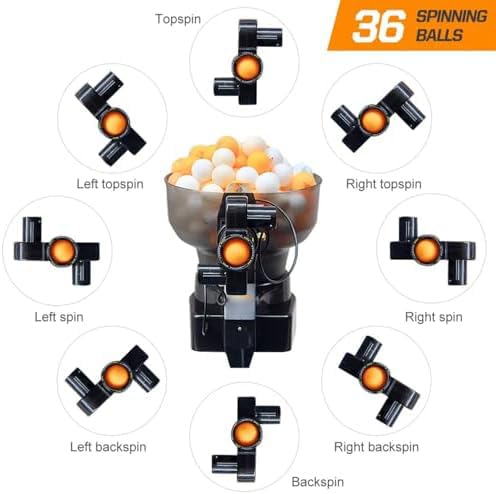 Table Tennis Robot,Automatic Ping Pong Trainer w/Wired Remote Control,36 Spin Options,User-Friendly Design for Enhanced Practice