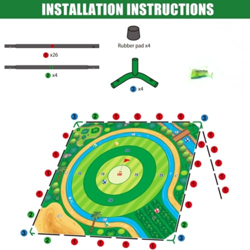 70x70 Inch Golf Chipping Net Battle Golf Extra Large Backyard Practice Net with 40 Training Balls, 3-Turf Hitting Mat, 2 Practice Clubs – Indoor Outdoor Use, Gift for Golf Lovers