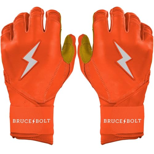 BRUCE BOLT Original Series Long Cuff Batting Gloves - Multiple Colors - Adult & Youth Sizes - color: Orange, size: Women's Medium