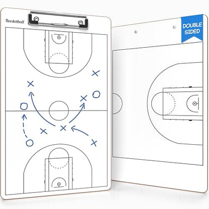 SCRIBBLEDO Basketball Dry Erase Coaching Clipboard Coach Board with Court Diagram, Double-Sided Strategy Whiteboard for Plays, Drills & Game Planning - style: Option 1