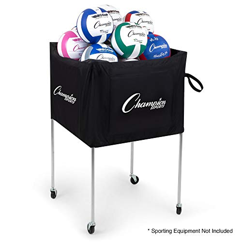 Champion Sports Volleyball Cart & Equipment Storage, Durable Aluminum Frame for High Volume Practices & Training Sessions, 24 to 40 Ball Storage Sizes