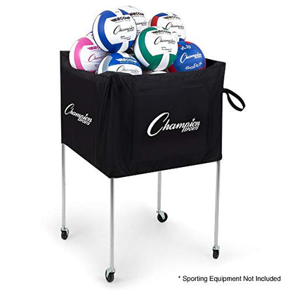 Champion Sports Volleyball Cart & Equipment Storage, Durable Aluminum Frame for High Volume Practices & Training Sessions, 24 to 40 Ball Storage Sizes