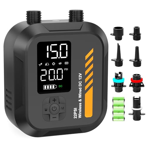 Paddle Board Pump Electric Portable,Rechargeable 22 PSI SUP Air Pump,Dual Power 7800mAh,12V DC Car Plug,Inflation Deflation,Auto-Off,for Paddleboard,Kayak,Kite,Tent,Kayaks - color: Black