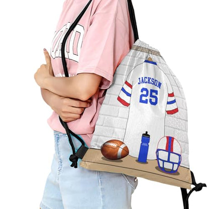 Football Player Name Number White Personalized Drawstring Backpack Sports Gym Bag Christmas Gift Party Goodie String Cinch Bag for Women Men - color: Option 60