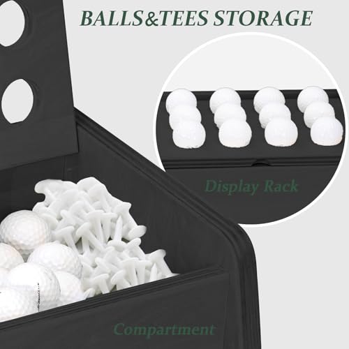 WINGYZ Premium Birch Plywood Golf Bag Storage for 2 Bags | 36lb Rock-Solid Golf Bag Organizer | 7-Shelf Command Center | Artificial Turf 12-Ball Display | No Wall Mounting Required (Black) - color: Black