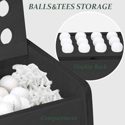 WINGYZ Premium Birch Plywood Golf Bag Storage for 2 Bags | 36lb Rock-Solid Golf Bag Organizer | 7-Shelf Command Center | Artificial Turf 12-Ball Display | No Wall Mounting Required (Black) - color: Black