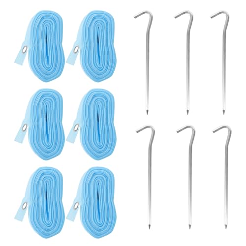 1 Set Blue Volleyball Boundary Lines with Anchors - Beach Volleyball Court Line Marker - High Visibility Webbing Setting Up Outdoor Sand Courts for Training