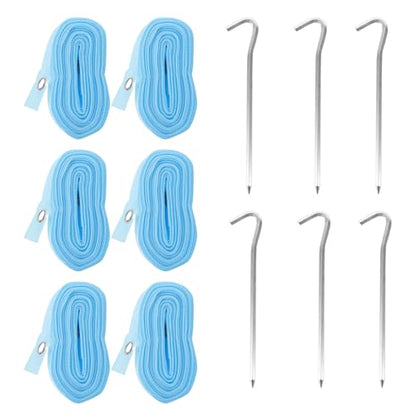 1 Set Blue Volleyball Boundary Lines with Anchors - Beach Volleyball Court Line Marker - High Visibility Webbing Setting Up Outdoor Sand Courts for Training