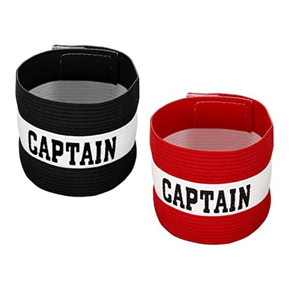 PATIKIL Captain's Armband, 2 Pack Elastic Arm Band for Soccer Team Adjustable Soccer Rugby Basketball Training, Black Red