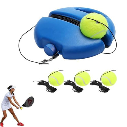 Tennis Trainer Rebound Ball Set with Weighted Base, Tangle-Free Design, Anti-Slip, Portable, for Solo Practice on Any Surface - color: With 3 Balls