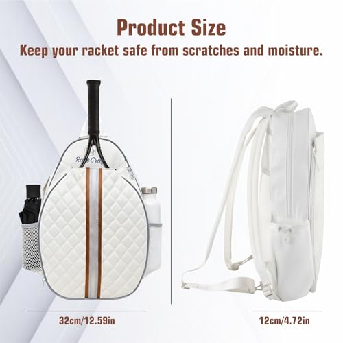 Tennis Bag – Large Capacity Racket Bag for Tennis, Pickleball & Badminton – Water-Resistant & Lightweight - color: WHITE