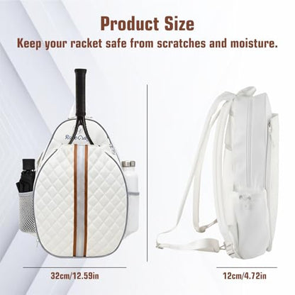 Tennis Bag – Large Capacity Racket Bag for Tennis, Pickleball & Badminton – Water-Resistant & Lightweight - color: WHITE