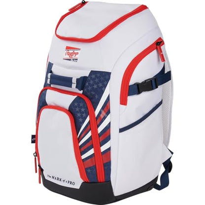 Rawlings | FRANCHISE 2.0 Player's Backpack | Baseball/Softball | Rec/Travel | Multiple Styles | Baseball/Softball - color: USA