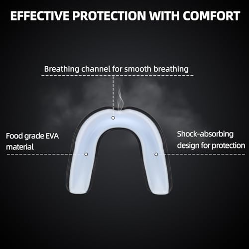 6 Pack Sports Mouthguard, Kids & Youth Mouth Guard with Case for Boxing, MMA, Hockey, Soccer, Basketball, Size L - size: Large (7-14 Year old)