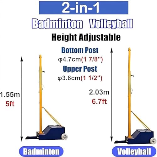 Portable Badminton and Volleyball Net Set with Wheels, Adjustable Outdoor Net Poles for Backyard Sports, Includes Carry Bag for Easy Transport