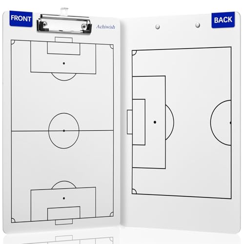 Soccer Coaching Board, Premium Soccer Clipboards for Coaches, Waterproof Soccers Whiteboard for Coaches, Double-Sided Soccers Tactics Board with Tactics Field & Lineup Planner, Achiwish