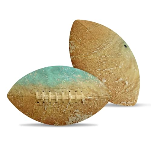 American Football, Official Size 11.9 x 7.3 Inch, Premium Composite Leather High-Grip Ball with Pro-Style Lacing, Unique Prints for Training, Games & Gifts - color: Sea Beach